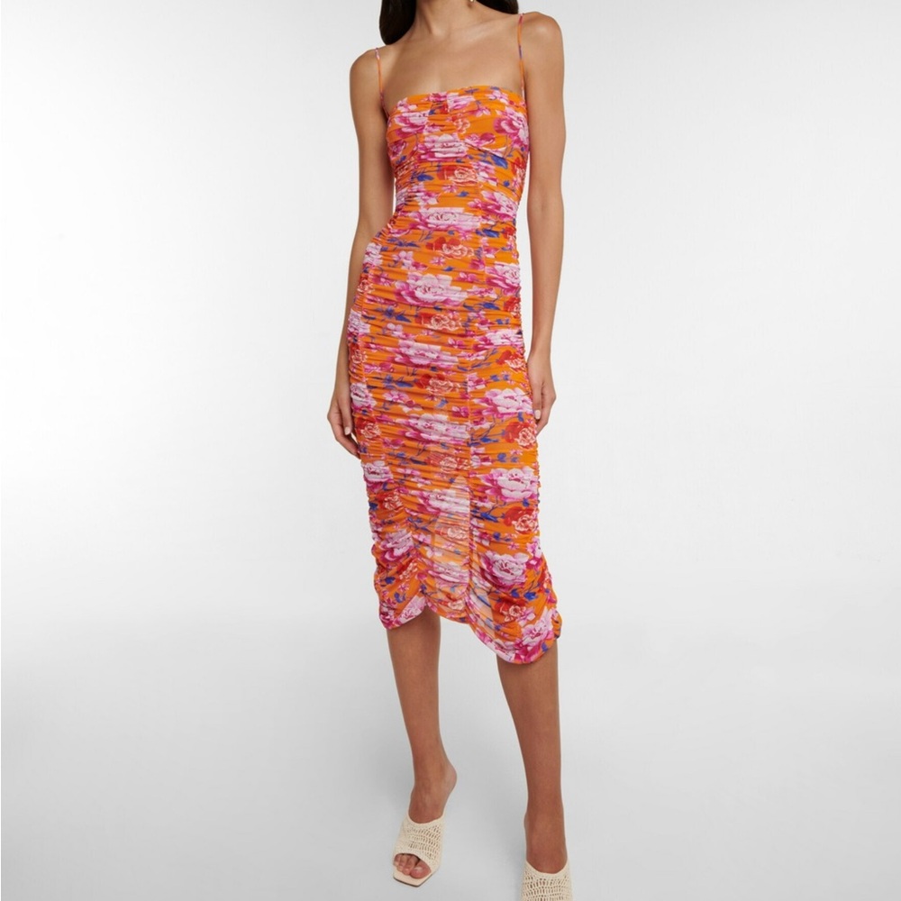 Magda Butrym - Ruched floral mesh midi dress